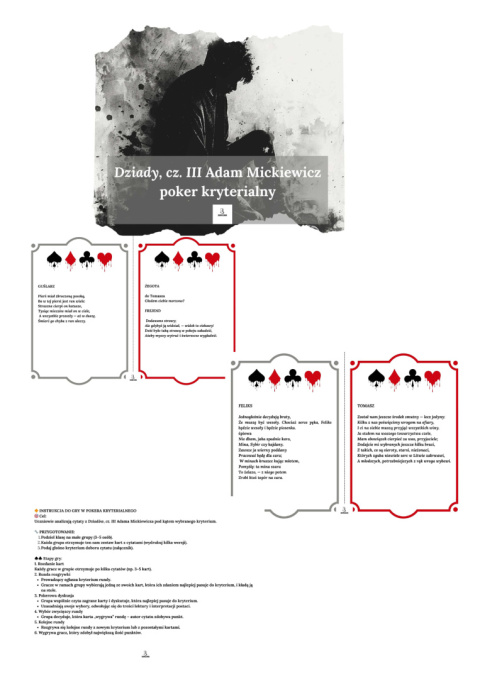 Gra: poker kryterialny - "Dziady, cz. III" Adam Mickiewicz Gra: poker kryterialny - "Dziady, cz. III" Adam Mickiewicz