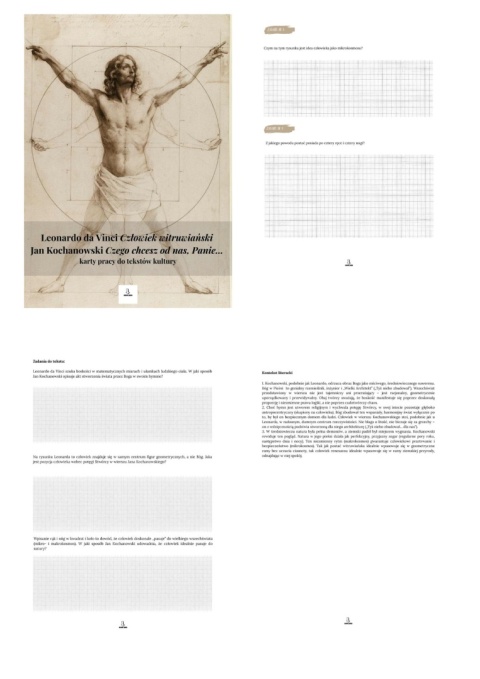Karty pracy do tekstów kultury - da Vinci "Człowiek witruwiański", J. Kochanowski "Czego chcesz...." [ebook]