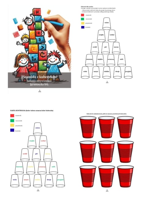 Piramida z kubeczków - zadania aktywizujące - gramatyka SP [ebook]