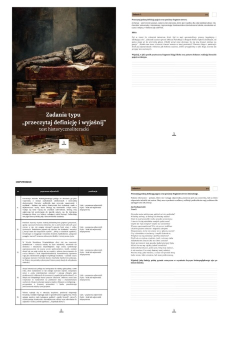 Test historycznoliteracki - pytania typu "przeczytaj definicję i wyjaśnij" [ebook]